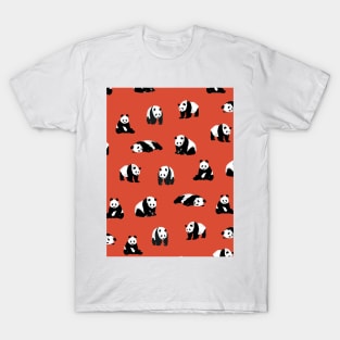 Pandas on Burnt Orange T-Shirt